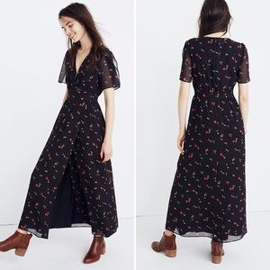 Madewell Tulip Sleeve Black Floral Maxi Dress